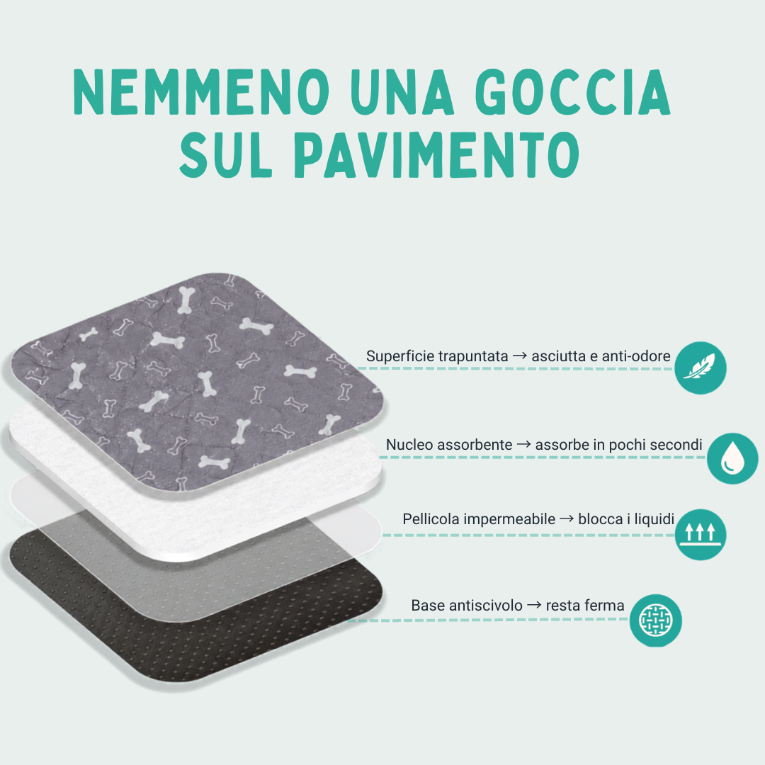 ZampaHome™ Tappetino Lavabile Antiscivolo e Antiodore.
