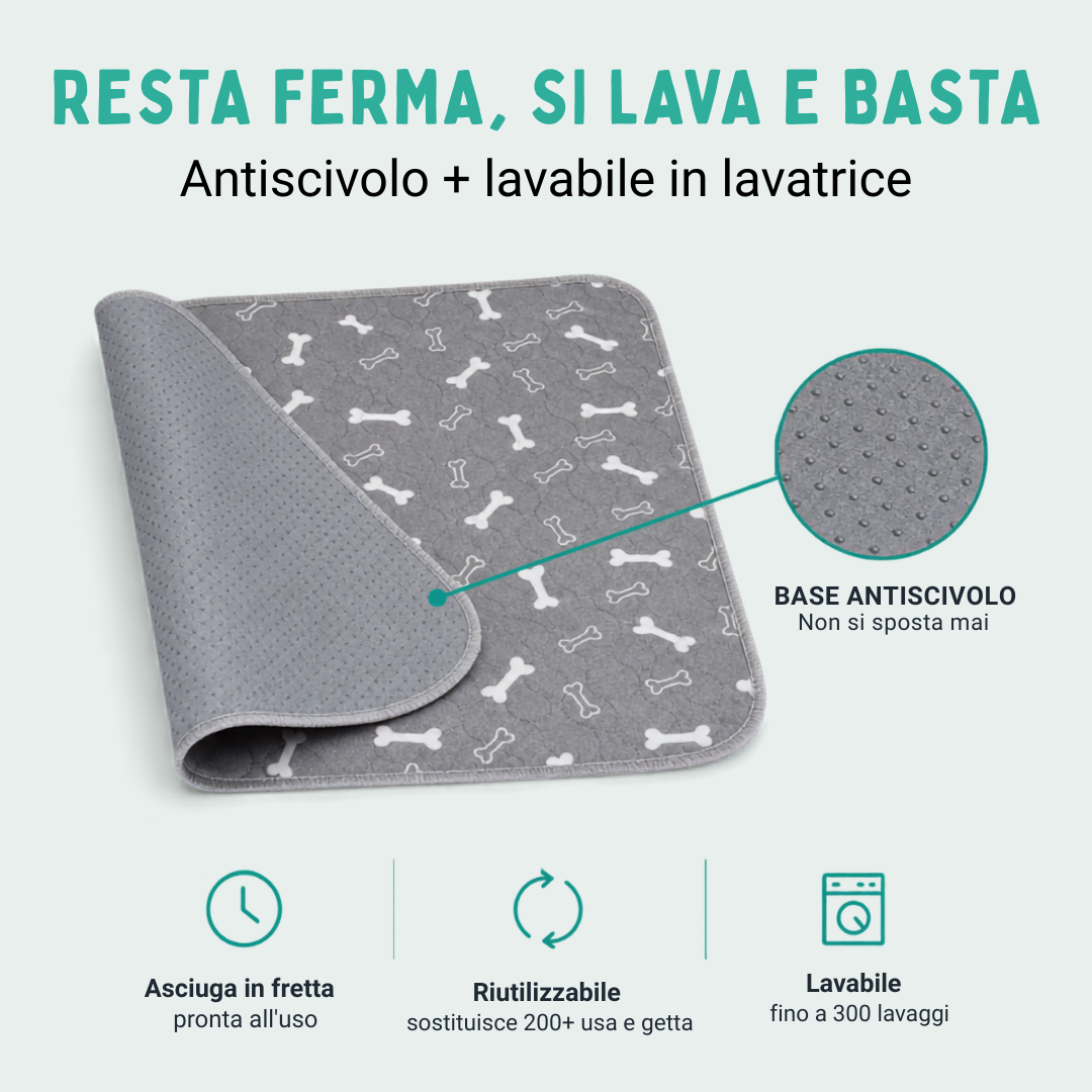 ZampaHome™ Tappetino Lavabile Antiscivolo e Antiodore.